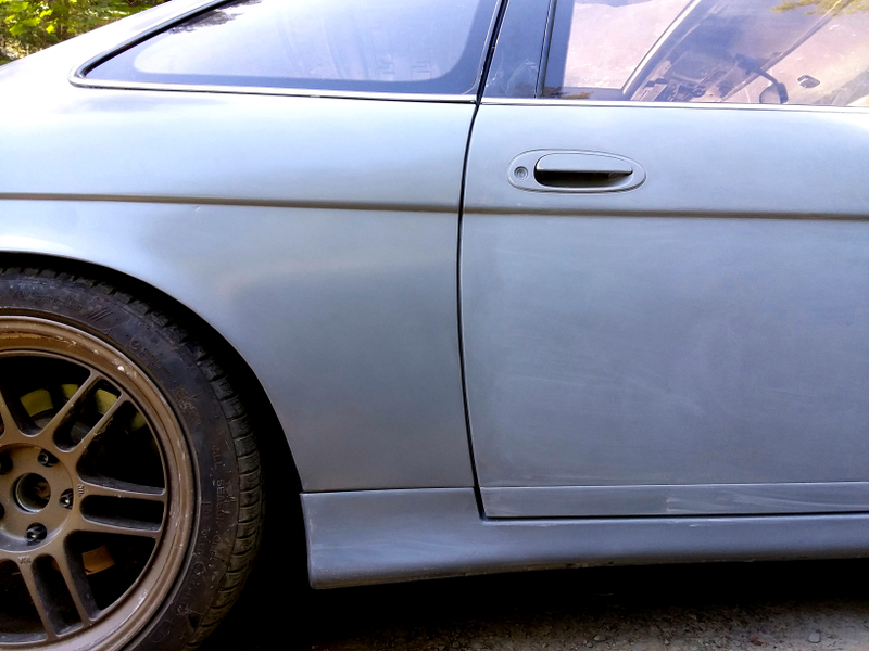 Waxed on the left and sanded on the right.